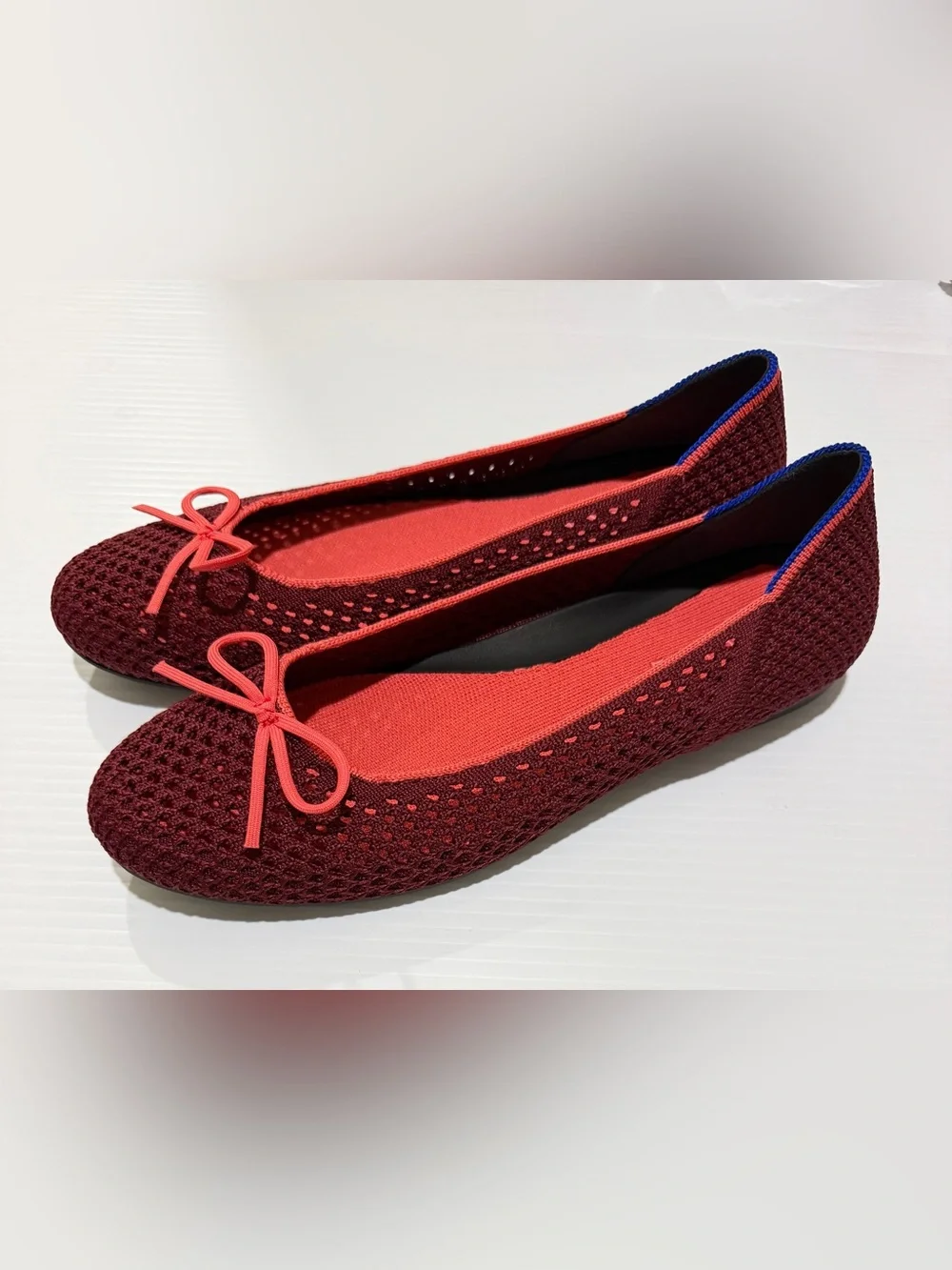 Rothy's Women's The Ballet Flat With Bows in Berry Mesh, Size 8.5